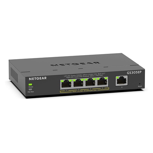 [NETGS305EP100NAS] Netgear GS305EP-100NAS 5-Port PoE Gigabit Ethernet Plus Switch (New)