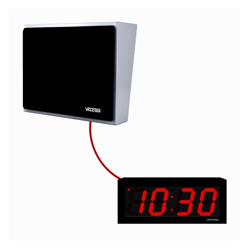 [VC-VIP-4171-D44-IC] Valcom VIP-4171-D44-IC IP Metal Wall Speaker & 4-Digit Digital Clock Kit (New)