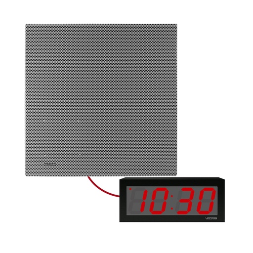 [VC-VIP-4122-D44-IC] Valcom VIP-4122-D44-IC IP Lay-In 2' x 2' Ceiling Speaker & 4-Digit Digital Clock Kit (New)