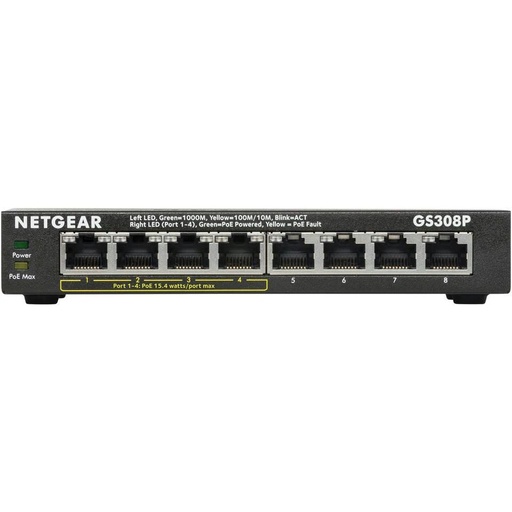 [NET-GS308P-100NAS] Netgear GS308P-100NAS 8-Port Gigabit Ethernet Unmanaged PoE Switch (New)
