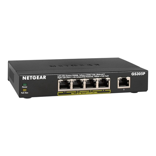 [NET-GS305P-200NAS] Netgear GS305P-200NAS 5-Port Gigabit Ethernet Unmanaged PoE Switch (New)