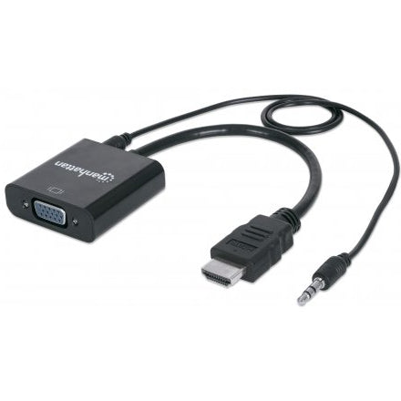 [MAH151450] Manhattan 151450 HDMI Male to VGA Female Converter with Audio and Optional USB Micro-B Power Port