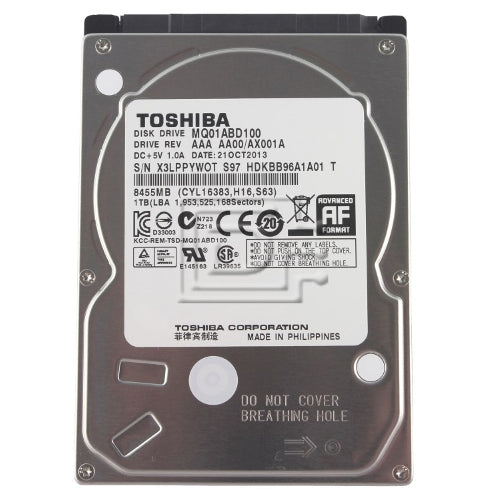 [TOSMQ01ABD100-REF] Toshiba MQ01ABD100 2.5 inch 1TB SATA Hard Disk Drive (Refurbished)