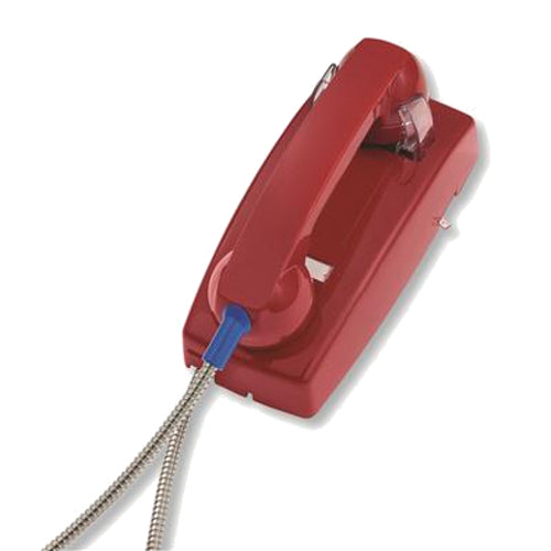 [COR2554ARCNDLRD] Cortelco 255447-ARCNDL No Dial Wall Phone with Armored Cord (Red)