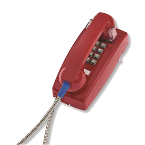 [COR2554ARCRD] Cortelco 2554-ARC-RD Wall Phone With Armored Cord