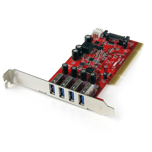 [STPCIUSB3S4] StarTech PCIUSB3S4 4-Port PCI USB 3.0 Adapter Card with SATA/SP4 Power