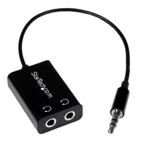 [STMUY1MFFADP-BLK] StarTech MUY1MFFADP 3.5mm Slim Mini Jack Headphone Splitter Cable Adapter Male/Female (Black)