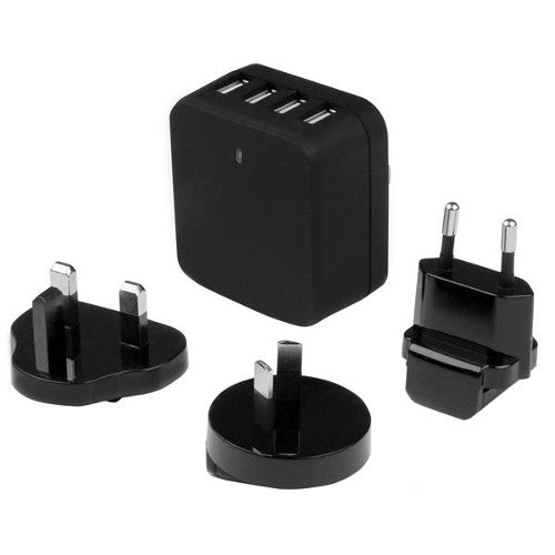 [STUSB4PACBK-BLK] StarTech USB4PACBK 4-Port USB International Travel Wall Charger (Black)