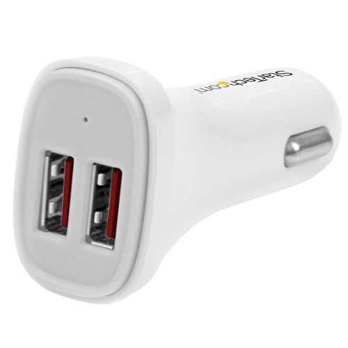 [STUSB2PCARWHS-WHT] StarTech USB2PCARWHS Dual Port USB Car Charger (White)