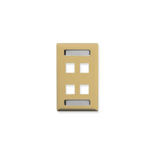 [ICCIC107S04IV-IVY] ICC IC107S04IV 4-Port Single Gang Faceplate (Ivory)