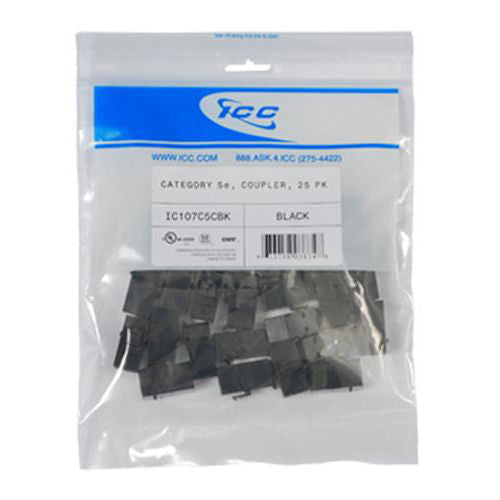 [ICCIC107C5CBK-BLK] ICC IC107C5CBK CAT 5e Coupler 25-Pack (Black)