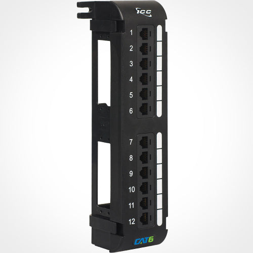 [ICCICMPP12V6-BLK] ICC 12-Port Cat6 Vertical Patch Panel (Black)