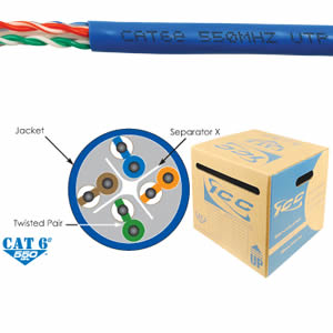 [ICCICCABR6E-BLU] ICC ABR6E Category 6e CMR PVC Cable (Blue)