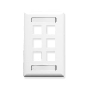 [ICCIC107S06-WHT] ICC IC107S06WH 6-Port Faceplate with Station ID (White)
