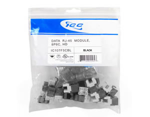 [ICCIC107F5C-BLK] ICC IC107F5C 25-Pack Category 5e HD Modular Connectors (Black)