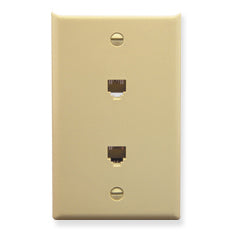 [ICC630E66-IVY] ICC Wall Plate 2-6P6C, Single Gang (Ivory)