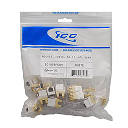 [ICC1076VC-WHT] ICC Category 3 RJ-11 Voice Modular Connectors (25-Pack) (White)