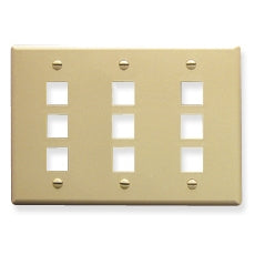 [ICC107FT9-IVY] ICC Flat Faceplate Triple 9-Port (Ivory)