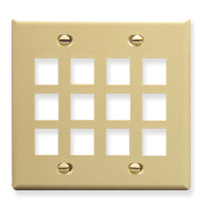 [ICC107F12-IVY] ICC Flat Faceplate Double 12-Port (Ivory)