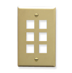 [ICC107F06-IVY] ICC Flat Faceplate 6-Port (Ivory)