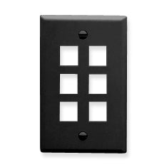 [ICC107F06-BLK] ICC Flat Faceplate 6-Port (Black)