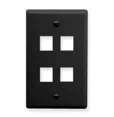 [ICC107F04-BLK] ICC Flat Faceplate 4-Port (Black)