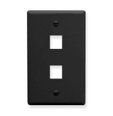 [ICC107F02-BLK] ICC Flat Faceplate 2-Port (Black)