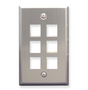 [ICC107SF6-STL] ICC Flat Faceplate 6-Port (Stainless Steel)
