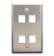 [ICC107SF4-STL] ICC Flat Faceplate 4-Port (Stainless Steel)