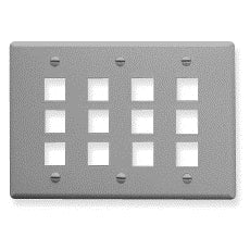 [ICC107FT0-GRY] ICC Flat Faceplate Triple 12-Port (Grey)