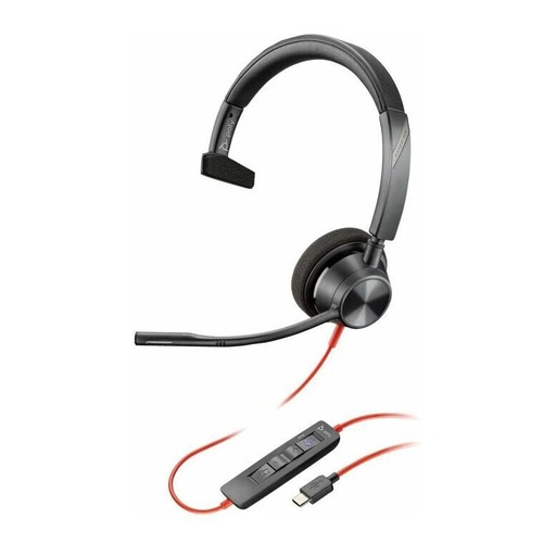 [PLY8X216AA] Poly Blackwire 3310 Monaural Microsoft Teams Certified USB-C Headset +USB-C/A Adapter HP 8X216AA (New)
