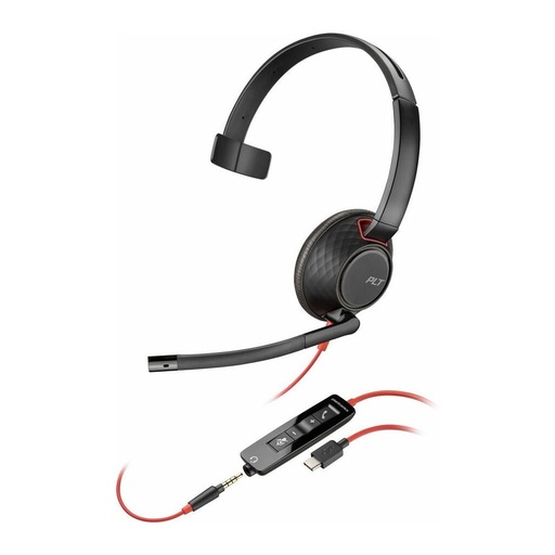 [PLY8X230AA] Poly Blackwire 5210 Monaural USB-C Headset + 3.5mm Plug + USB-C/A Adapter HP 8X230AA (New)