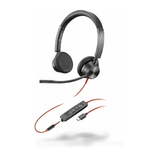 [PLY8X222AA] Poly Blackwire 3325 Stereo Microsoft Teams Certified USB-C Headset +3.5mm Plug +USB-C/A Adapter HP 8X222AA (New)