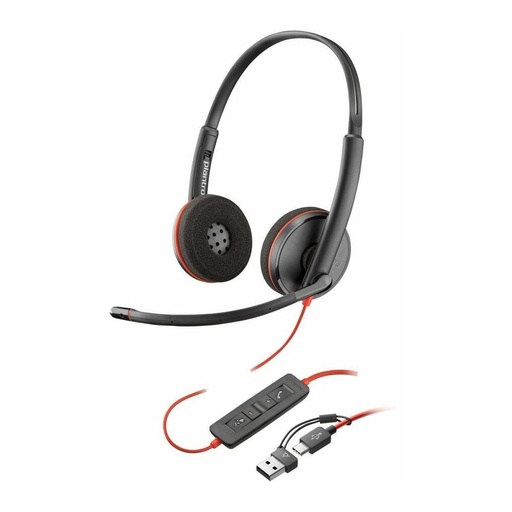 [PLY8X228AA] Poly Blackwire 3220 Stereo USB-C Headset + USB-C/A Adapter HP 8X228AA (New)