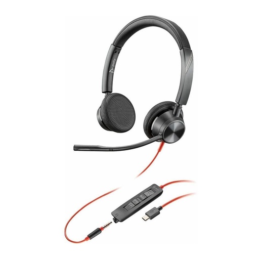 [PLY8X221AA] Poly Blackwire 3325 Stereo USB-C Headset +3.5mm Plug +USB-C/A Adapter HP 8X221AA (New)