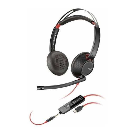 [PLY8X231A6] Poly Blackwire 5220 Stereo USB-C Headset + 3.5mm Plug + USB-C/A Adapter (Bulk) HP 8X231A6 (New)