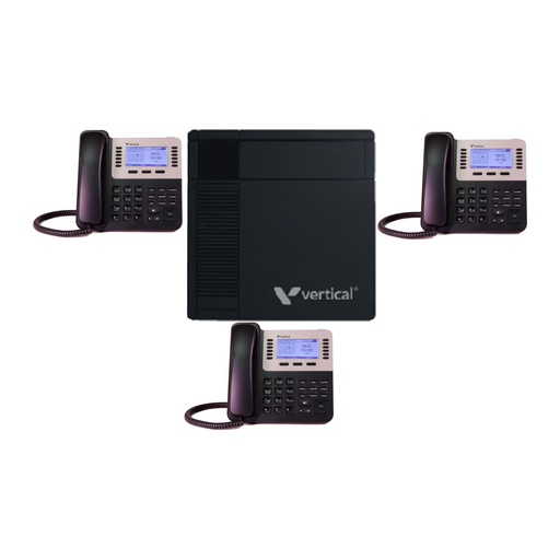[VODVS1003VU40] Vertical Vodavi VS100-3VU40 Summit 100 KSU - 12 Ext, 4port 2 hrs VM, 2ch VoIP, 3 VU-9240-00 Phones (New)